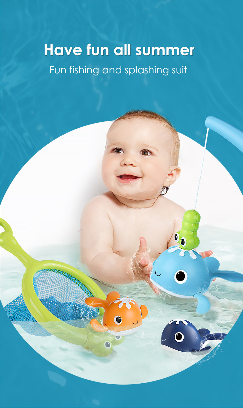 Unisex Bath Time Bathtub Toy for Toddlers Baby Kids Infant Fish Set Age 18months and up