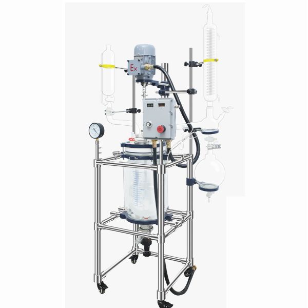 China 120W Explosion Proof Glass Reactor Double Layer Distillation Stirring Instrument 10L factory
