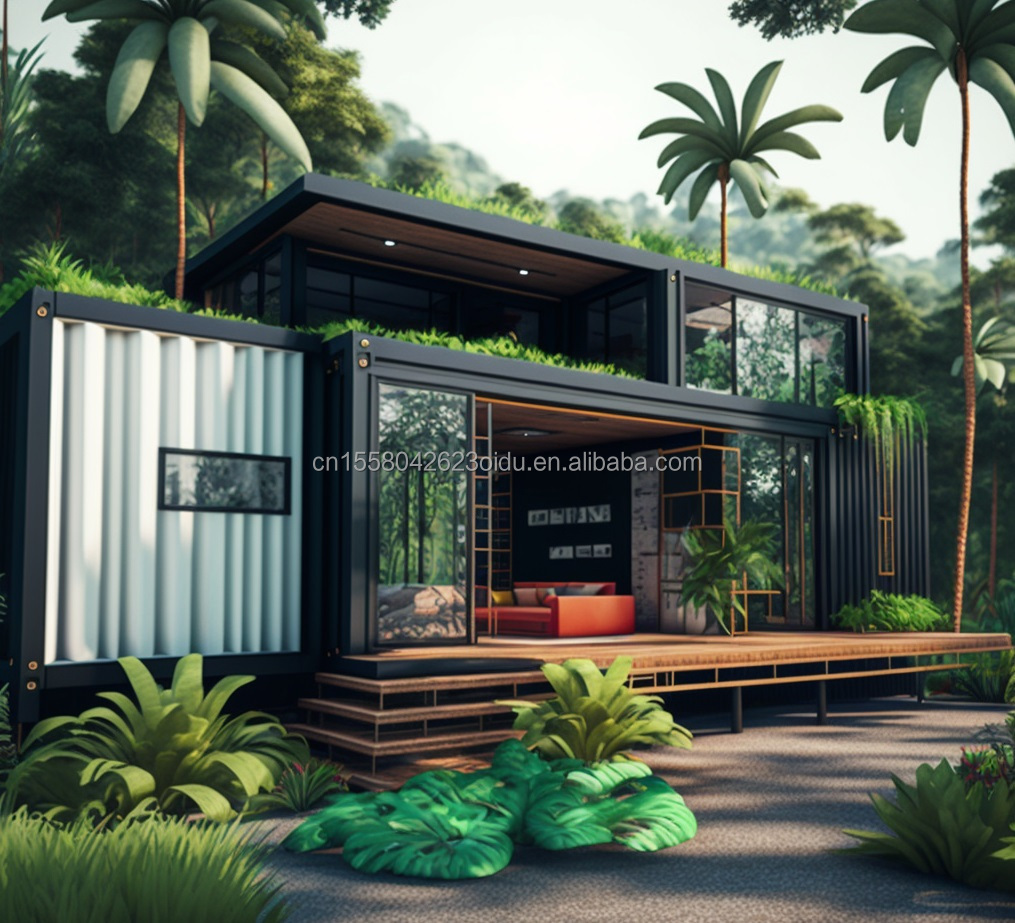 Steel Sandwich Panel Prefabricated Wooden Villa Container House with Modern Design and Expandable Features