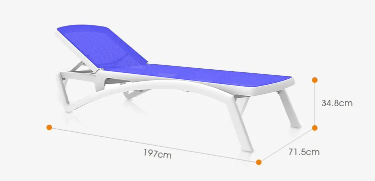 Outdoor Garden Plastic Teslin Stackable Chaise Sun Lounger Chair for Hotel Beach Patio