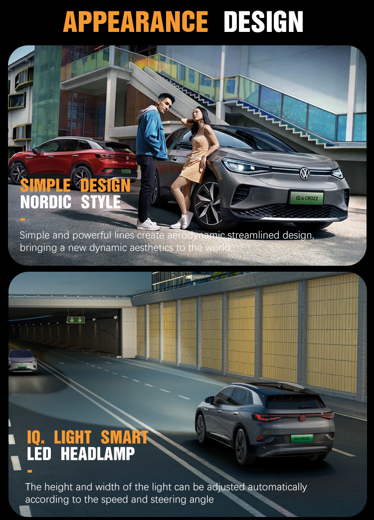 Electric Vehicle Gol Id4 2024 Golden Faw Volks-wagen ID4 X Ppro Crozz Prime UAE with Leather Seat Cover and 4 Wheel Drive