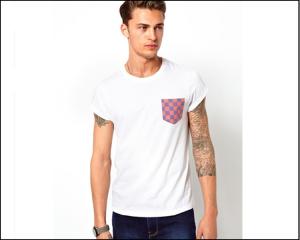 China mens blank white tee shirt with printed Pocket  oem logo service factory