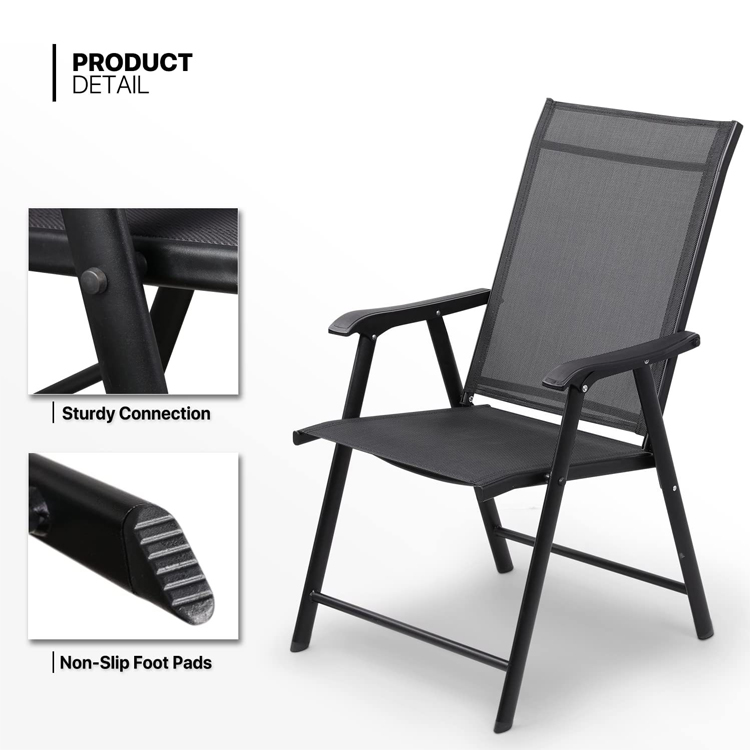 Outdoor Cafe Garden Balcony Patio Beach Metal Iron Folding Armchair with Mail Packing