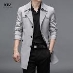 Men's Jackets Fashion Windproof Casual Slim Fit Windbreaker Long Coat With Suit