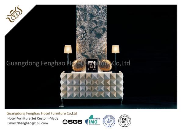 Modern Hotel Washroom / Lobby Decor Luxury Console Table Mirror Stainless Steel