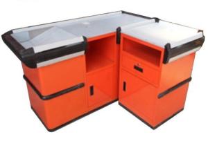 China Metallic And Steel Supermarket Checkout Counter / Custom Cash Register Table Counter factory