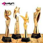 Angel Gold Plated Black Crystal Trophy Horse Shaped For Souvenir