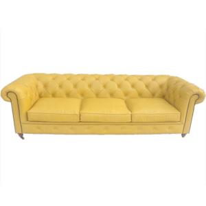 China Classic Style Yellow Leather Chesterfield Sofa Office Living Room factory