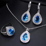 Hot selling Womens Luxury Wedding Flower CZ Zircon jewelry Set Fashion Waterdrop