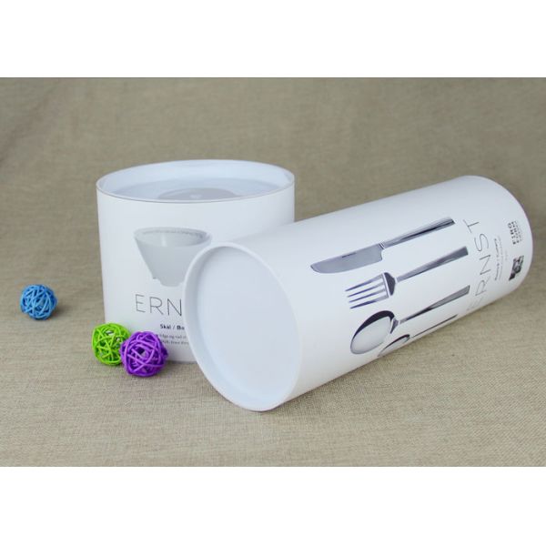Customised Movable Plastic Lid CMYK Printing Kraft Paper Tube Packaging , Tableware Paper Cans