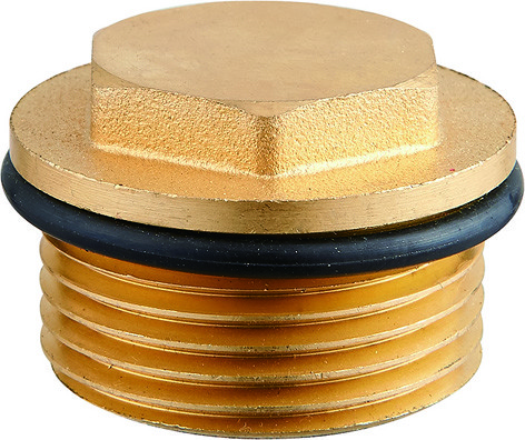 6002 Manifold Parts Brass Stopper With Prolonged External Threads And Self Sealing O Ring