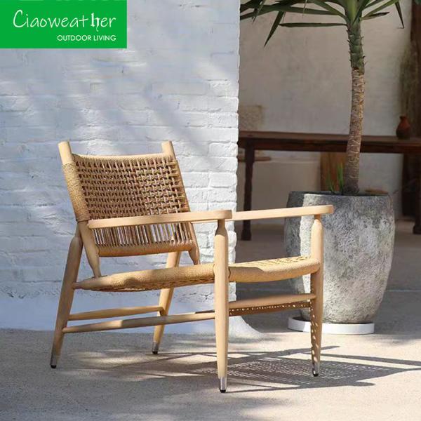 Patio Modern Leisure Sofa Type Set Hotel Rope Chair Outdoor Waterproof Teak