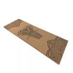Patterned Yoga Mat, Top Layer Cork Material, Wood color thermal transfer