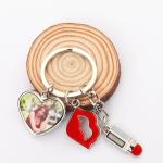 Stylish Key Ring Sublimation Blank Couple Keychain With Lipstick Lips Heart For