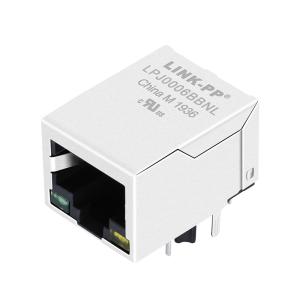 China LPJ0006BBNL 4 magnetic cores RJ45 Shielded Socket 10/100Mbps Ethernet factory