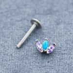 4mm Flat Back Labret Piercing Jewelry Blue Marquise Gems OEM ODM