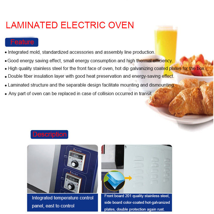 1 Deck 1 Tray Stainless Steel Electric Baking Ovens Laminated-Type Features Energy-Saving Temperature Range 20~300°C
