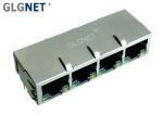Magnetic RJ45 Connector 1 x 4 ports Ganged RJ45 Modular Jack Tab Down Green