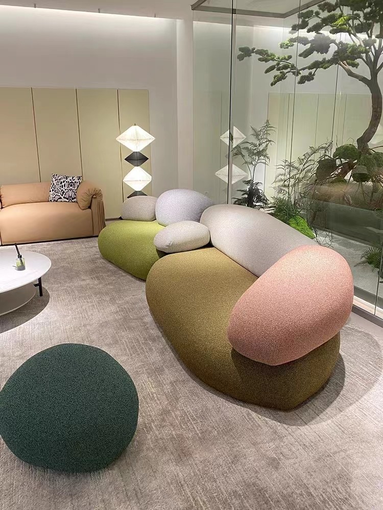 Cobblestone Design Fabric Sofa Set Combination Living Room Lobby Pebble Sofa