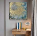 Handmade Gold Abstract Art Canvas Paintings For Christmas Wall Decorations 80 cm