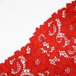 135CM Fancy Embroidered Fabric Hollow Lace Trim 3d Red Flowers Embroidery