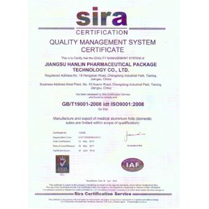 Jiangsu Hanlin Pharmaceutical Packaging Technology Co.,Ltd Certifications
