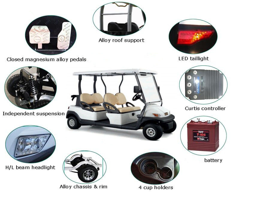 CE Certificate Fuel Type Electric Golf Carts White Model 4 Passengers Cheap Golf Buggy For Sale