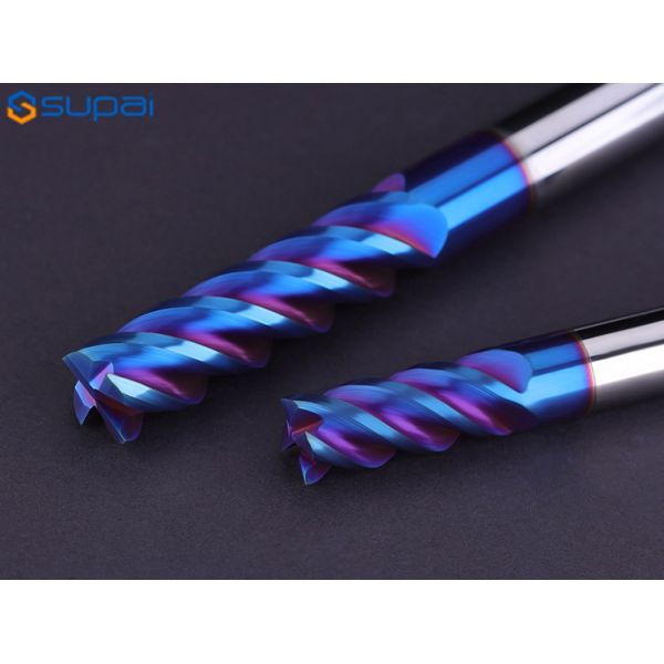 HRC65 4Flute Carbide End Mill 4mm 6mm 8mm Cutting Tools Blue Nano Coating for Hard Milling