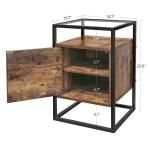 Glass Top Nightstands with Cabinet for Sale, Industrial Side Table for Bedroom,