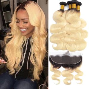 China Enropean Virgin Human Hair Extensions 13 X 6 Lace Frontal 1B / 613 Color factory