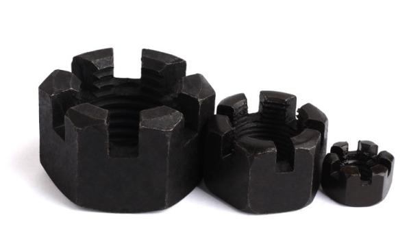 Black Zinc Plated Steel Locknuts for Use with Cotter Pins Castle Nuts Slotted