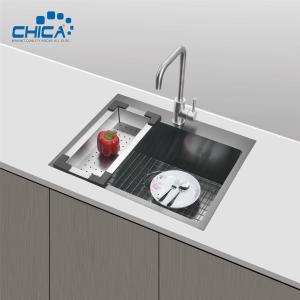 China Black Handmade House Kitchen Sinks Single Bowl SUS304 Stainless Steel Kitchen Sinks With Faucet factory