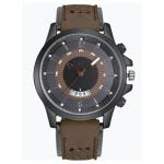 Quartz Movement Large Dial Mens Wrist Watches Black Casual Watches Leather