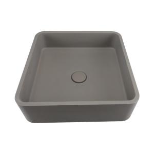 China Countertop Mounted Concrete Wash Basin With Center Drain Location Matte Finish factory