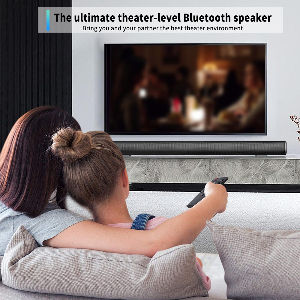 Black 2000mA TV Soundbar Speaker DC 5V With FM Radio Wireless Connectivity