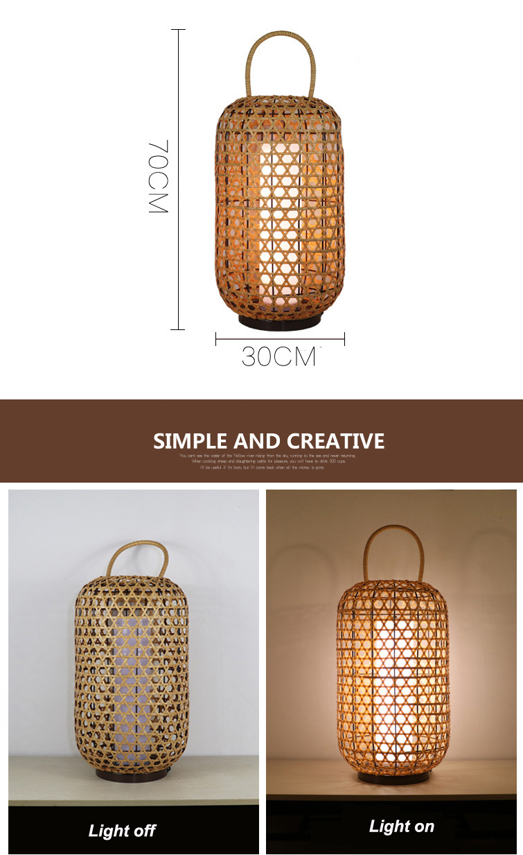 Waterproof Rattan Floor Lamp , Wicker Standing Lamp For Outdoor Balcony