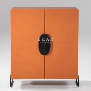 China Metal Legs Wooden Dining Room Furniture Modern Sideboard With 2 leather Door factory