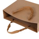 Flat Handle Plain Brown Gift Bags Customized Logo Biodegradable Durable