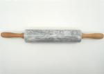 Deluxe Marble Pastry Rolling Pin Polished With Wood Handles / Cradle