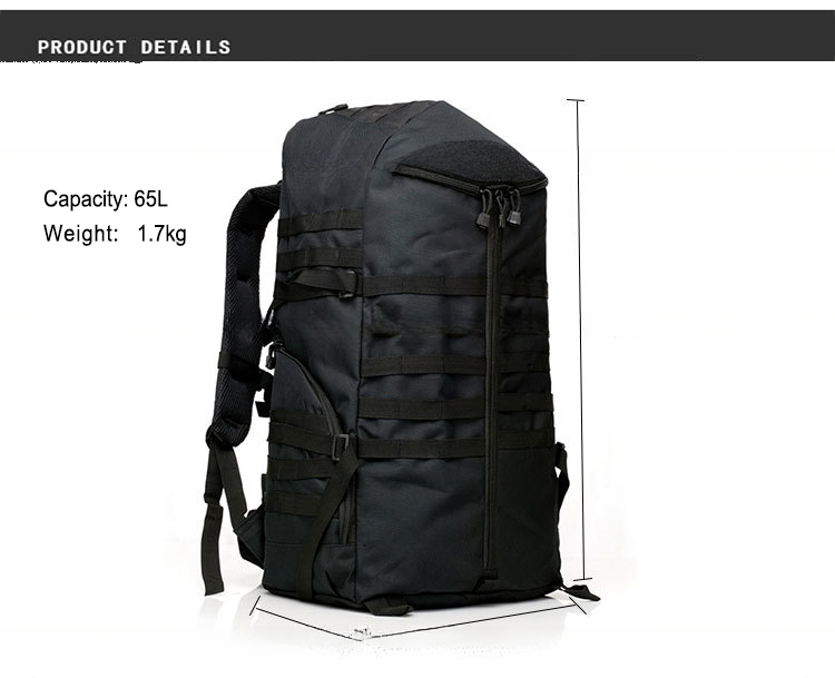 Customized Waterproof 65L Backpack for Outdoor Sport Travelling Softback