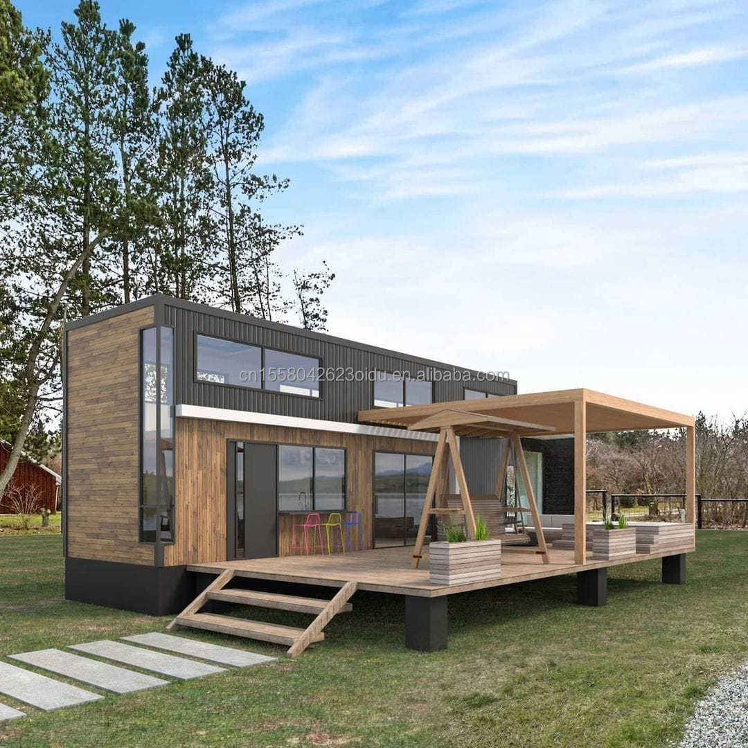 Expandable Log Container Houses Customized Two/Three Bedrooms Luxury Prefabricated Wood Family House
