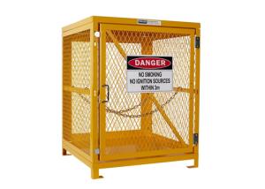China Yellow Gas Cylinder Storage Cages Used For Gas Tank And Cylinder Locker factory