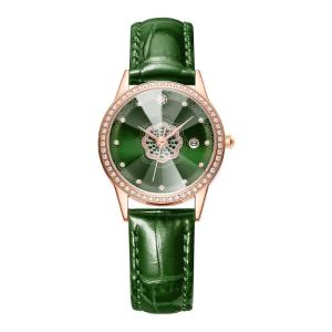 China Ladies Diamond Studded Watches Leather Quartz Movement Diamond Encrusted Watch factory