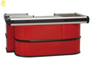 China Red Commercial Checkout Counters , Aluminum Alloy Seal Cashier Checkout Counter factory