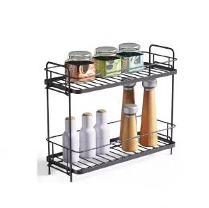 China 2 Tier Spice Rack Organiser Holder Kitchen Racks Storage Metal Rack Kitchen Counter Storage Season factory