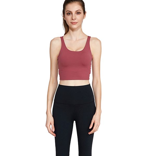Solid Longline Medium Impact Sports Bra OEM Available Crossback Shockproof