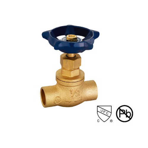 China 3/8"-3/4" Solder Ends Connect Brass Stop Valve Straight Through Type Renewable Seat And Disc factory