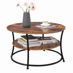 China Minimalist Nordic Nesting Round Wood And Metal Coffee Table Mesa De Centro factory