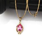 Women Jewelry 925 Silver 8mmx10mm Pear Pink Cubic Zircon Pendant(PSJ0424)