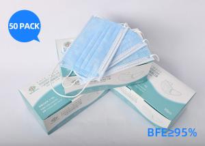 China Blue And White 3 Ply Disposable Face Mask Protection Anti Virus factory